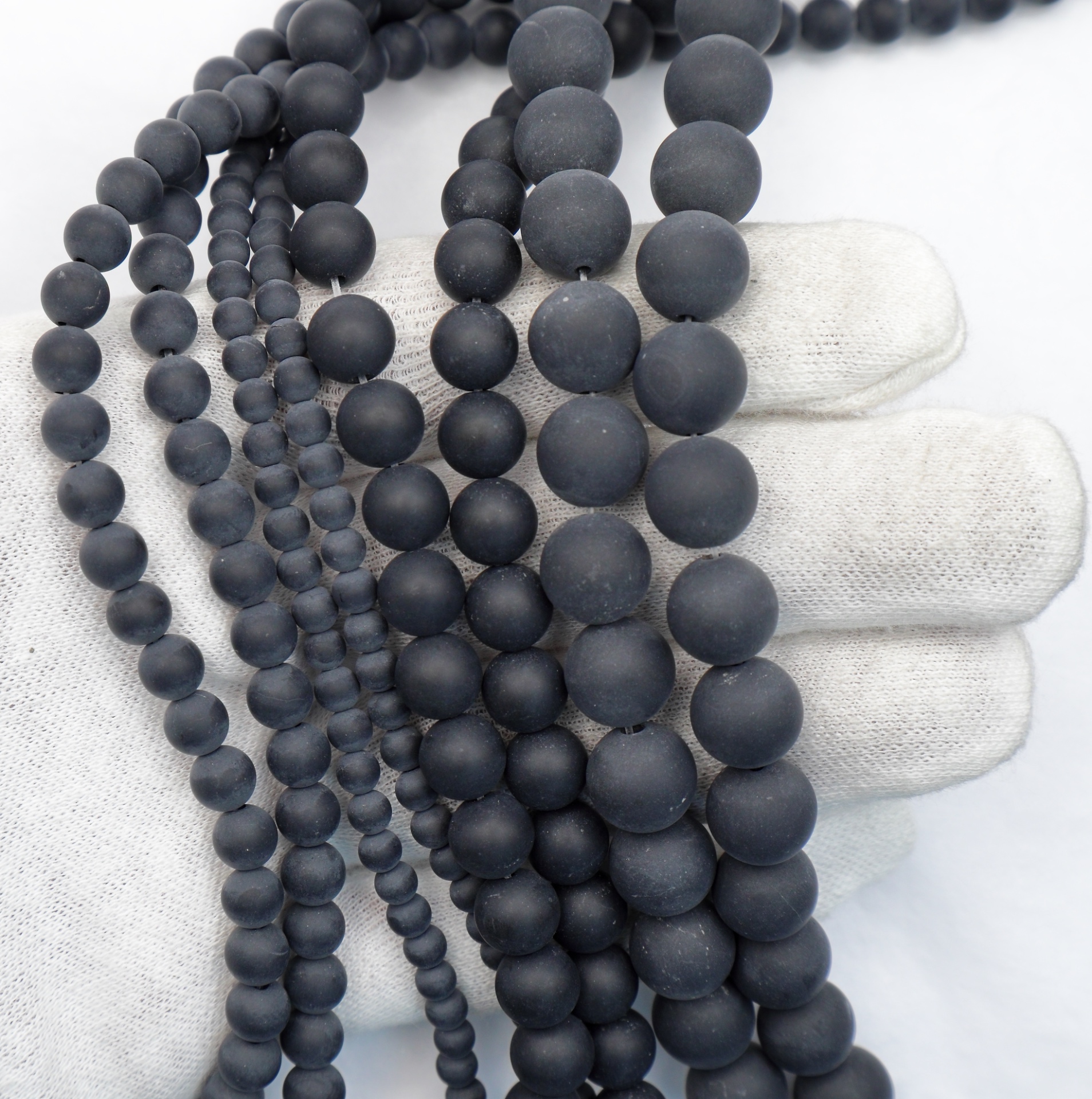 Black Agate Frosted (Matt Finish) Round Beads 8 mm