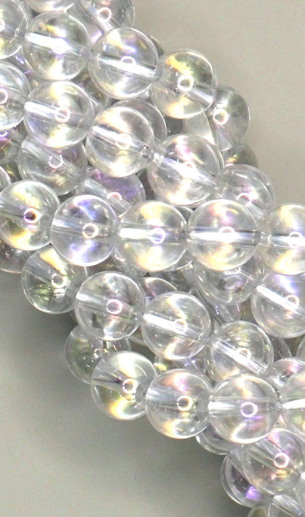 Clear Aurora Crystal (Electroplated) Round Beads