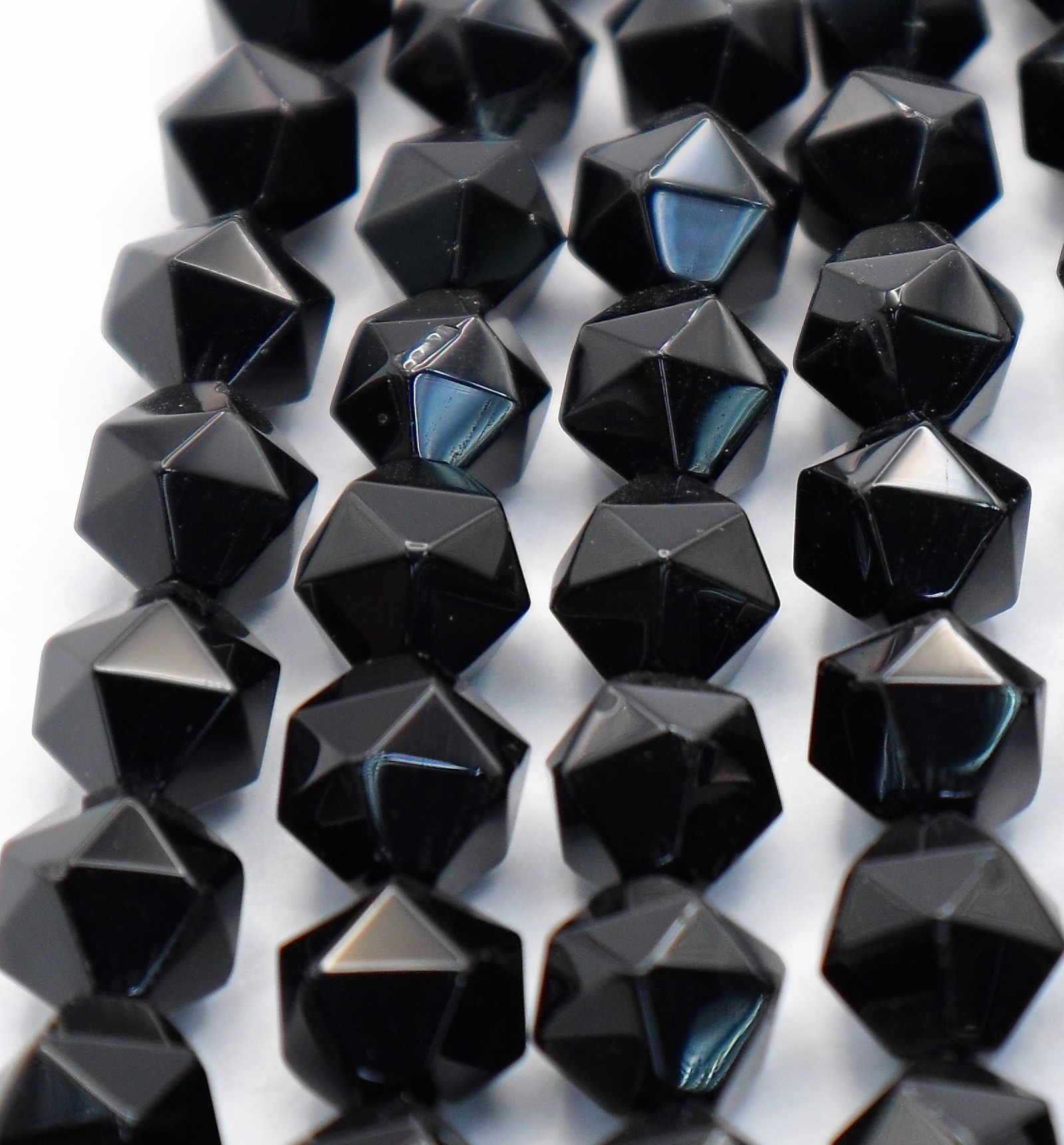 Black Triangular Faceted Beads