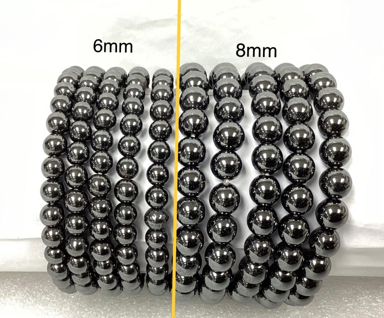 Hematite Round Beards Bracelets 6 mm