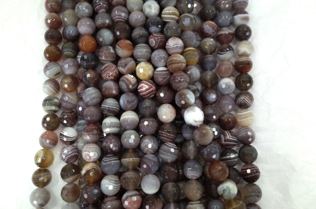 Botswana Agate Faceted Round Beads  8 mm