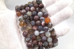 Botswana Agate Faceted Round Beads  6 mm