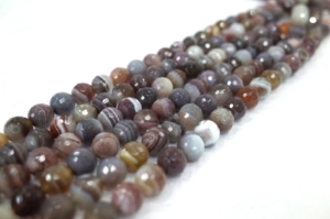 Botswana Agate Faceted Round Beads  6 mm