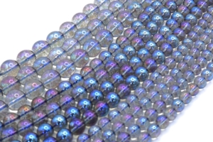 Blue Aurora Crystal (Electroplated) Round Beads 10 mm