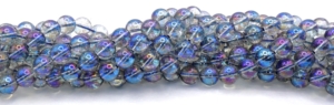 Blue Aurora Crystal (Electroplated) Round Beads 6 mm