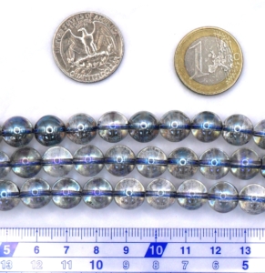 Blue Aurora Crystal (Electroplated) Round Beads 10 mm