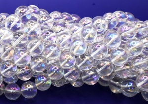 Clear Aurora Crystal (Electroplated) Round Beads 6 mm