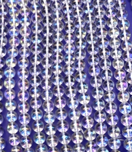 Clear Aurora Crystal (Electroplated) Round Beads 6 mm