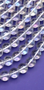 Clear Aurora Crystal (Electroplated) Round Beads 8 mm