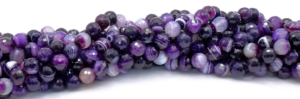 Purple Agate with White Vein Faceted Round Beads 12 mm
