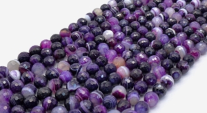 Purple Agate with White Vein Faceted Round Beads 4 mm