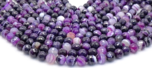 Purple Agate with White Vein Faceted Round Beads 6 mm