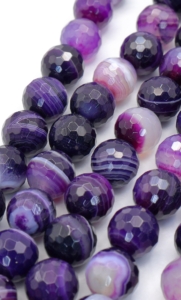 Purple Agate with White Vein Faceted Round Beads 10 mm