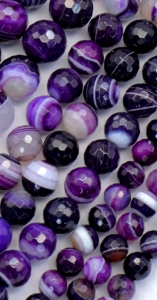Purple Agate with White Vein Faceted Round Beads 16 mm