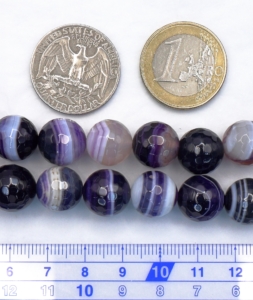 Purple Agate with White Vein Faceted Round Beads 12 mm