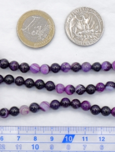 Purple Agate with White Vein Round Beads 6 mm