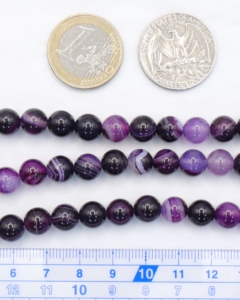 Purple Agate with White Vein Round Beads 8 mm