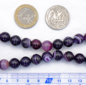 Purple Agate with White Vein Round Beads 10 mm