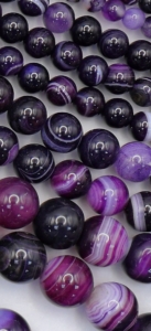 Purple Agate with White Vein Round Beads 16 mm
