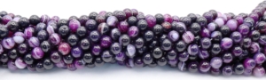 Purple Agate with White Vein Round Beads 4 mm