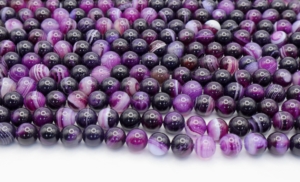 Purple Agate with White Vein Round Beads 12 mm