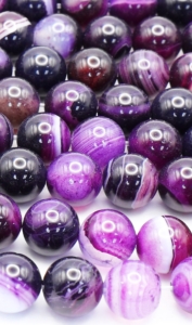 Purple Agate with White Vein Round Beads 10 mm