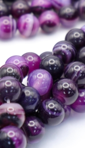 Purple Agate with White Vein Round Beads 14 mm