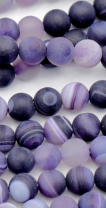 Purple Agate with White Vein Frosted Beads 6 mm