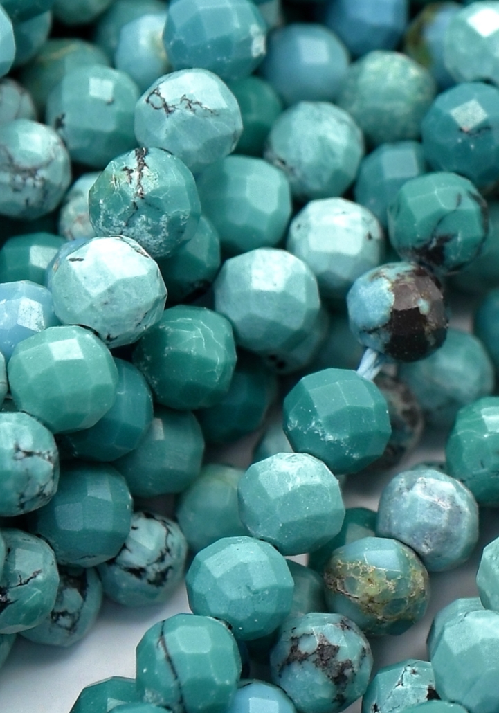 Chinese Turquoise Faceted Round Beads 3 mm