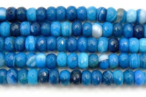 Blue Agate with Vein Faceted Rondells 8 mm