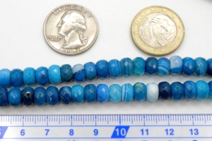 Blue Agate with Vein Faceted Rondells 8 mm