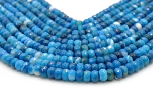 Blue Agate with Vein Faceted Rondells 8 mm