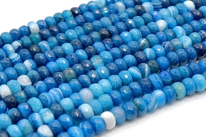 Blue Agate with Vein Faceted Rondells 8 mm