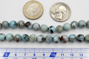 Commercial grade Larimar Round Beads 8 mm