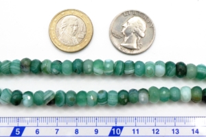 Green Agate with Vein Faceted Rondells 8 mm