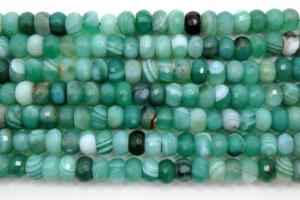 Green Agate with Vein Faceted Rondells 8 mm