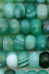 Green Agate with Vein Faceted Rondells 8 mm