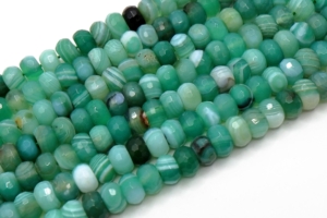 Green Agate with Vein Faceted Rondells 8 mm
