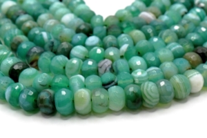 Green Agate with Vein Faceted Rondells 8 mm