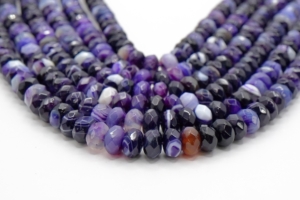 Purple Agate with Vein Faceted Rondells 8 mm