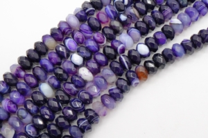 Purple Agate with Vein Faceted Rondells 8 mm