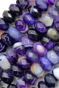 Purple Agate with Vein Faceted Rondells 8 mm