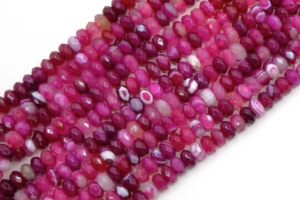 Pink Agate with Vein Faceted Rondells 8 mm