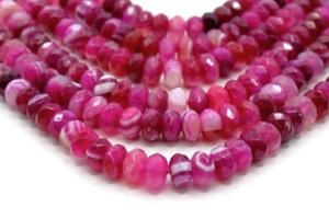 Pink Agate with Vein Faceted Rondells 8 mm
