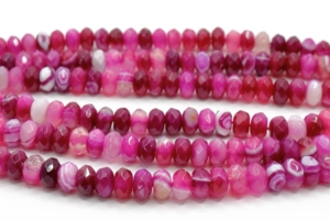 Pink Agate with Vein Faceted Rondells 8 mm