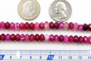 Pink Agate with Vein Faceted Rondells 8 mm